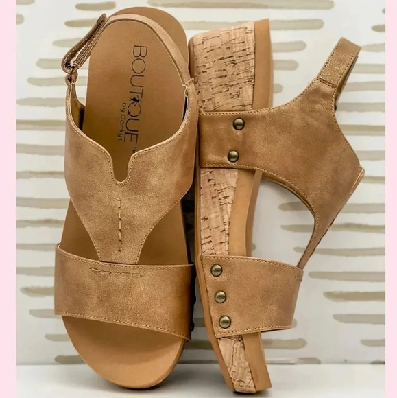 New! Corkys Refreshing Wedge Sandals Brown - Picture 3 of 6